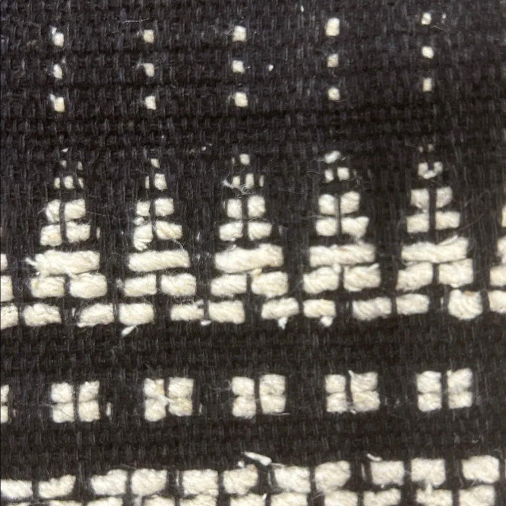 Ethan Allen Textured Silk Pillow Covers Set of 2 Black Ivory 20x20 Matte Woven